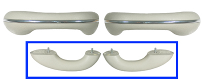 VW Armrests w/ Chrome Strip, Pair, 1955-67 VW Bug/ VW Karmann Ghia, Off-White